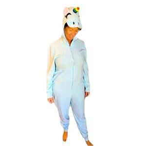 Adult Unicorn Onesie Pajamas Cosplay Costume Light Blue Size Large